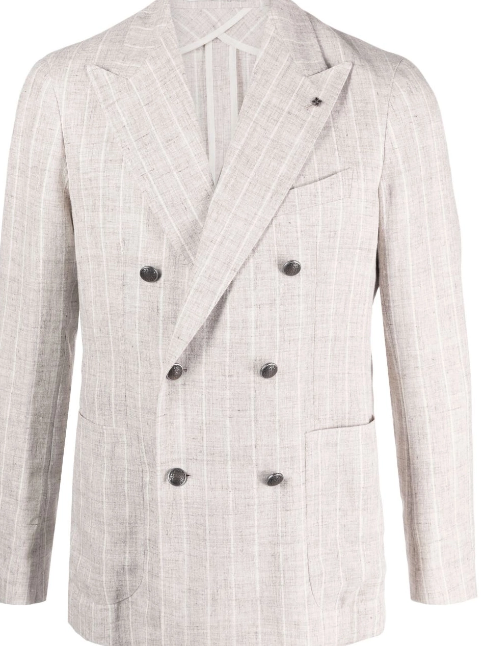 Cheap double-breasted linen-blend Men Tagliatore blazer 0306