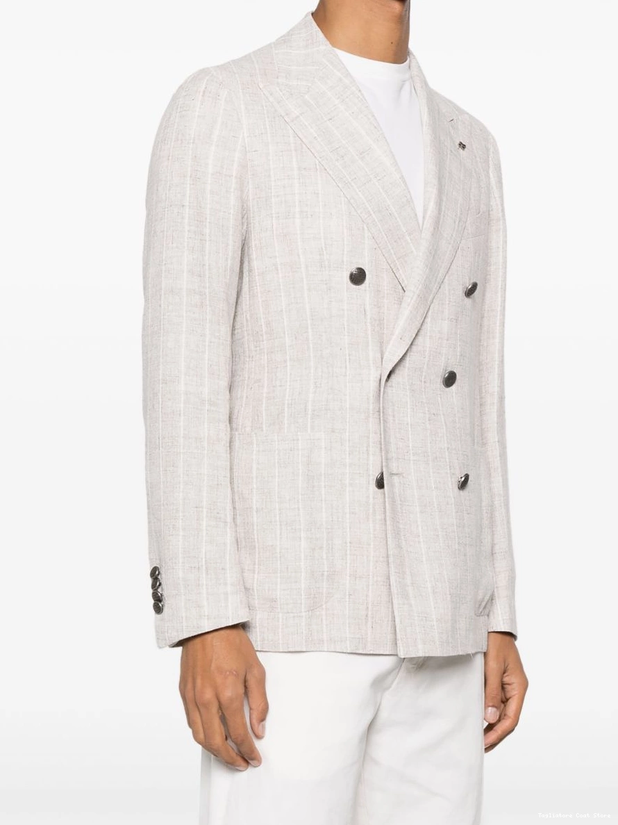 Cheap double-breasted linen-blend Men Tagliatore blazer 0306